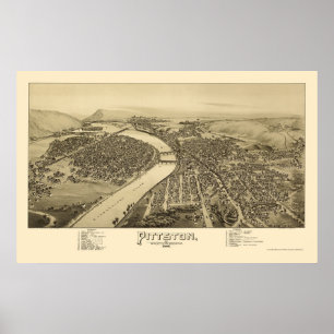 Pittston, PA Panoramic Map - 1892 Poster