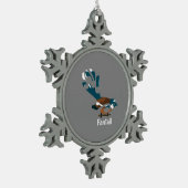 Piwakawaka Nieuw-Zeelandse vogel Tin Sneeuwvlok Ornament (Links)