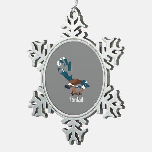 Piwakawaka Nieuw-Zeelandse vogel Tin Sneeuwvlok Ornament (Rechts)