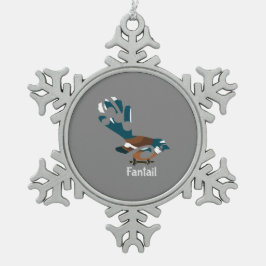 Piwakawaka Nieuw-Zeelandse vogel Tin Sneeuwvlok Ornament