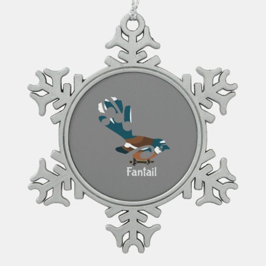 Piwakawaka Nieuw-Zeelandse vogel Tin Sneeuwvlok Ornament (Voorkant)