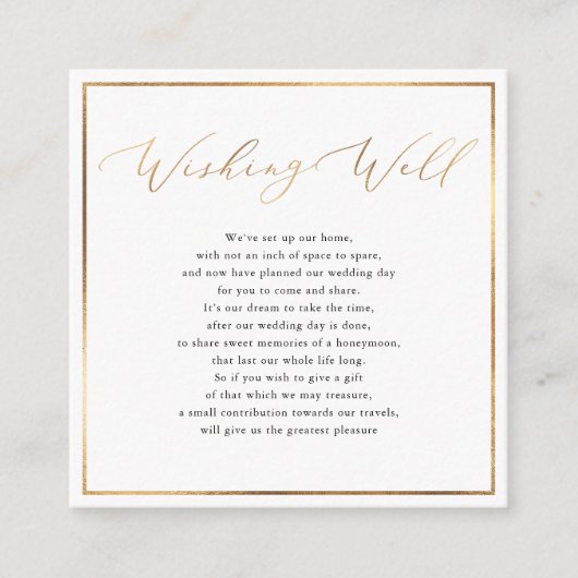 Pix Dezines Wishing Well, Calligraphy Faux Gold Informatiekaartje (Voorkant)