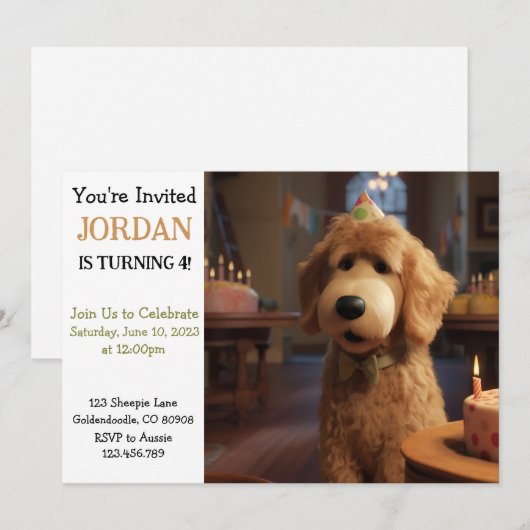 Pixar Style Goldendole Birthday Uitnodiging (Voorkant / Achterkant)