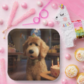 Pixar-Style Goldendoodle Verjaardagspapier Borden Papieren Bordje (Feest)