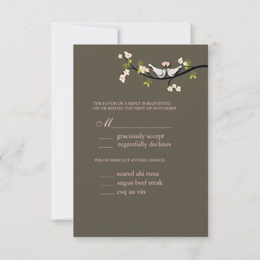 PixDezi rsvp, Doves on cherry blossom branch RSVP Kaartje (Voorkant)
