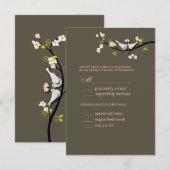 PixDezi rsvp, Doves on cherry blossom branch RSVP Kaartje (Voorkant / Achterkant)
