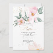 PixDezin H2 Enkelbloemige Blush Rozen Doop Kaart (Voorkant)