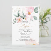 PixDezin H2 Enkelbloemige Blush Rozen Doop Kaart (Staand voorkant)