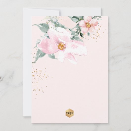 PixDezin H2 Enkelbloemige Blush Rozen Doop Kaart (Achterkant)