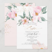 PixDezin H2 Enkelbloemige Blush Rozen Doop Kaart (Voorkant / Achterkant)