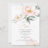 PixDezin H2 Single Petal Blush Rozen Baptisme Kaart (Voorkant)