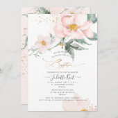 PixDezin H2 Single Petal Blush Rozen Baptisme Kaart (Voorkant / Achterkant)