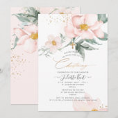 PixDezin H2 Single Petal Blush Rozen Doop Kaart (Voorkant / Achterkant)