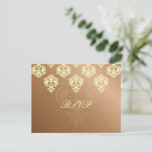 PixDezin Rossellini Damask RSVPs voor 5x7 nodigt u RSVP Kaartje (Staand voorkant)
