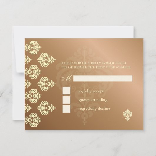 PixDezin Rossellini Damask RSVPs voor 5x7 nodigt u RSVP Kaartje (Achterkant)