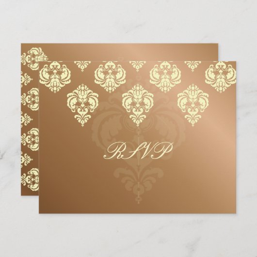 PixDezin Rossellini Damask RSVPs voor 5x7 nodigt u RSVP Kaartje (Voorkant / Achterkant)