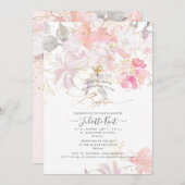 PixDezin Waterverf Blush Sweetpeas Baptisme Kaart (Voorkant / Achterkant)