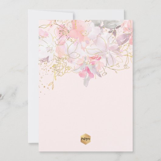 PixDezin Waterverf Blush Sweetpeas Christening Kaart (Achterkant)