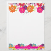 PixDezine Alegre Retro Floral Gepersonaliseerd Briefhoofd (Voorkant / Achterkant)