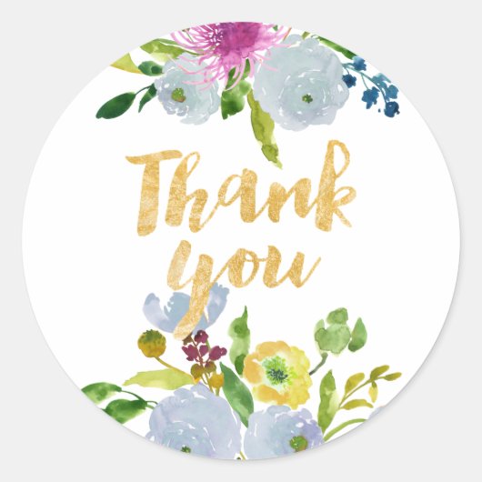 PixDezine aquarel bloem/blaue ranunculus Ronde Sticker (Voorkant)