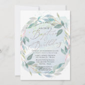 PixDezine Baptism+1st Birthday Waterverf Greenery Kaart (Achterkant)