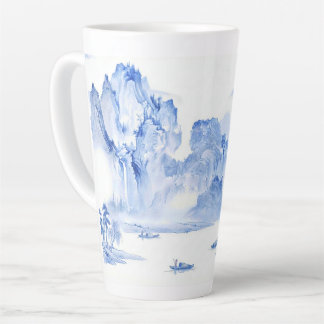 PixDezine Blauwe Chinoiserie Vallei Leven Landscha Latte Mok