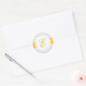PixDezine chevron/grijs/geel/monogram/doe-het-zelf Ronde Sticker (Envelop)