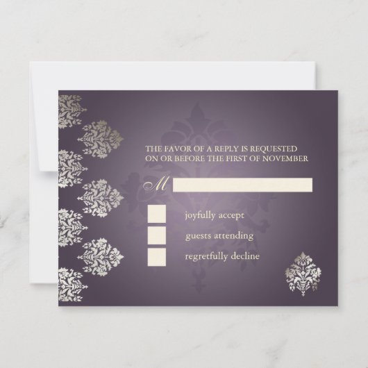 PixDezine Damask6 RSVP vereist 5x7 uitnodigingen (Achterkant)