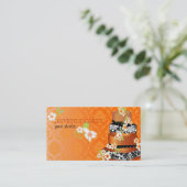 PixDezine damask+gebrande abrikozencake/patisserie Visitekaartje (Staand voorkant)