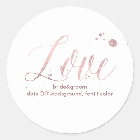 PixDezine Dazzled Faux Roos Gold/liefde Ronde Sticker (Voorkant)