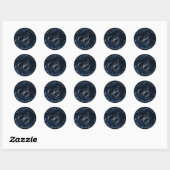 PixDezine DIY/Midnight Blue Marble/Faux Silver Ronde Sticker (Vel)