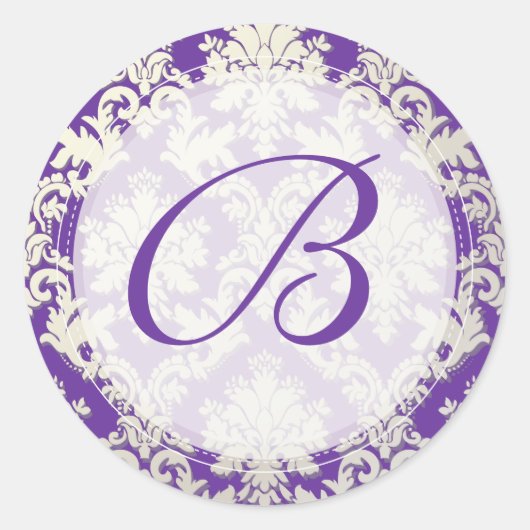 PixDezine DIY monogram+color/La Paloma Damask Ronde Sticker (Voorkant)