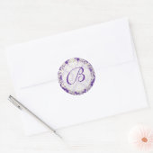 PixDezine DIY monogram+color/La Paloma Damask Ronde Sticker (Envelop)