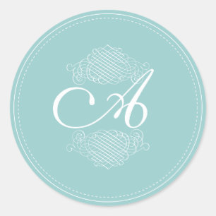 PixDezine doe-het-zelf monogram+kleur/fijne krulle Ronde Sticker