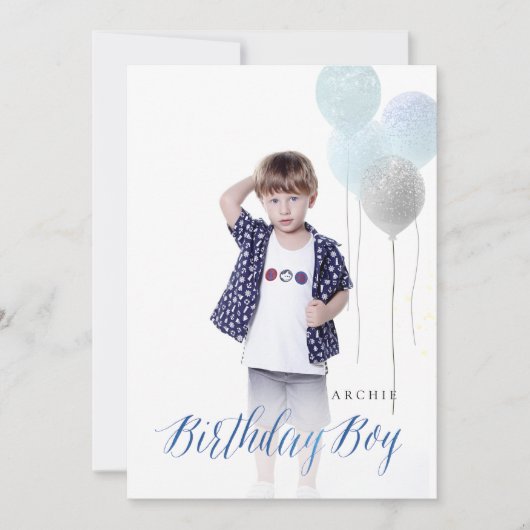 PixDezine ELKE LEEFTIJD, Verjaardag Jongen Ballonn Kaart (Voorkant)