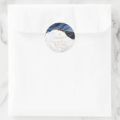 PixDezine H2 Blue Agate + Marble Faux Gold Heart Ronde Sticker (Tas)