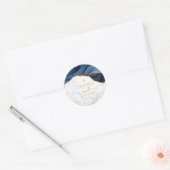 PixDezine H2 Blue Agate + Marble Faux Gold Heart Ronde Sticker (Envelop)