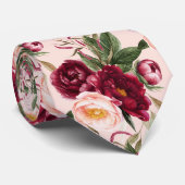 PixDezine H2 Flowers Burgundy Blush Peonies Stropdas (Opgerold)