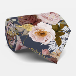 PixDezine H2 Flowers Burgundy Blush Rozen Navy Stropdas