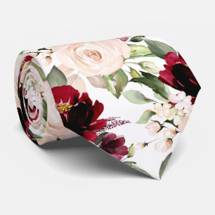 PixDezine H2 Flowers Burgundy Blush Rozen Neck Ti Stropdas