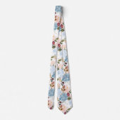 PixDezine H2 Flowers Dusty Blue n Blush Pink Stropdas (Achterkant)