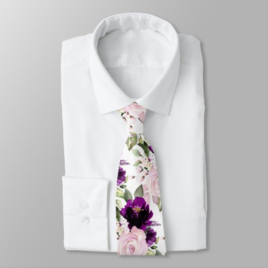 PixDezine H2 Flowers Magenta Blush Rozen Stropdas (Gebonden)