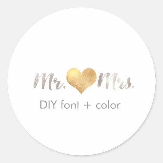PixDezine hart/mr&mrs/DIY achtergrondkleur Ronde Sticker (Voorkant)