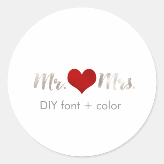 PixDezine hart/mr&mrs/DIY achtergrondkleur Ronde Sticker (Voorkant)