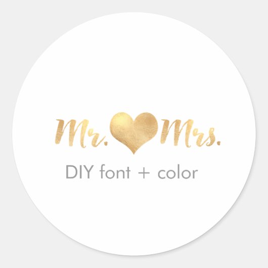 PixDezine hart/mr&mrs/DIY achtergrondkleur Ronde Sticker (Voorkant)