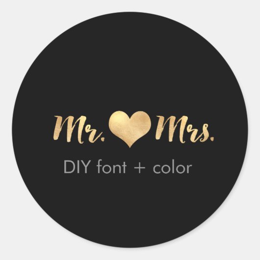 PixDezine hart/mr&mrs/DIY achtergrondkleur Ronde Sticker (Voorkant)