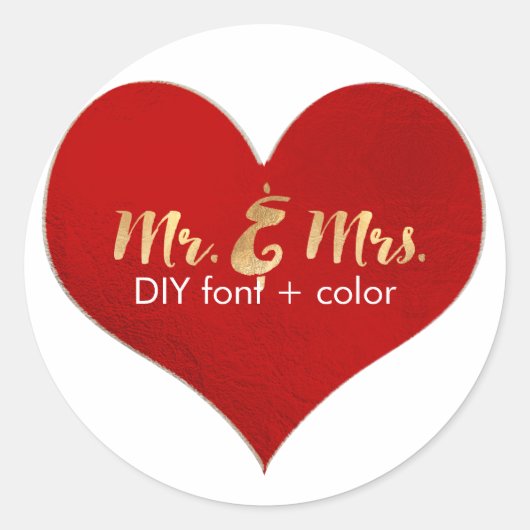 PixDezine hart/mr&mrs/DIY achtergrondkleur Ronde Sticker (Voorkant)