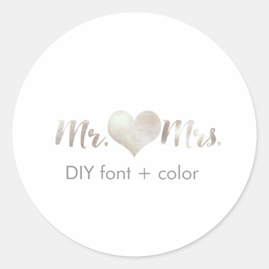 PixDezine hart/mr&mrs/DIY achtergrondkleur Ronde Sticker (Voorkant)