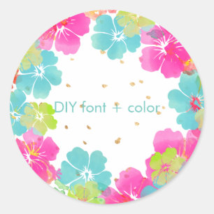 PixDezine hibiscus lei/DIY achtergrondkleur Ronde Sticker