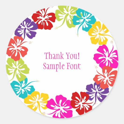 PixDezine hibiscus lei/DIY achtergrondkleur Ronde Sticker (Voorkant)